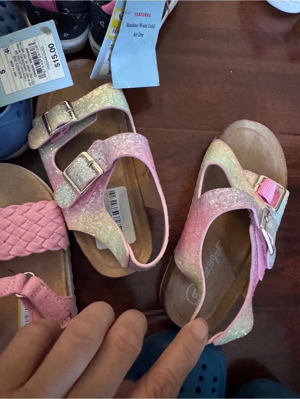 Cat & Jack Kids Pink, Blue, Mint & Silver Multi-Pack Sandal & Clog Lot - Picture 7 of 11